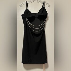 🌼✨ Black Crystal Chain Mini Dress | Size L | New Without Tags✨🌼